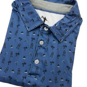 Anderson Ord Blue Summer Sailboat Men's X-Large Golf Polo Shirt Stretch Soft!
